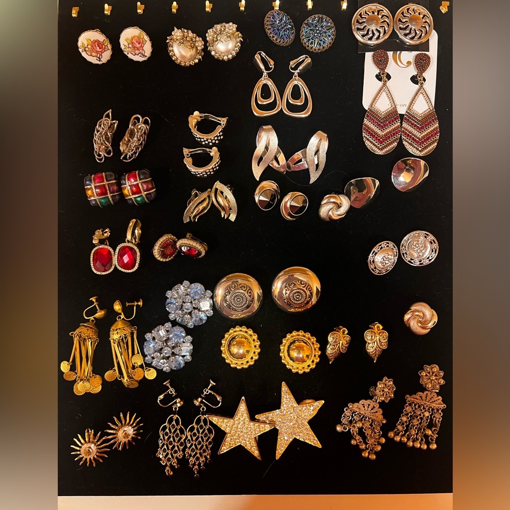 26 pair vintage clip on earring lot